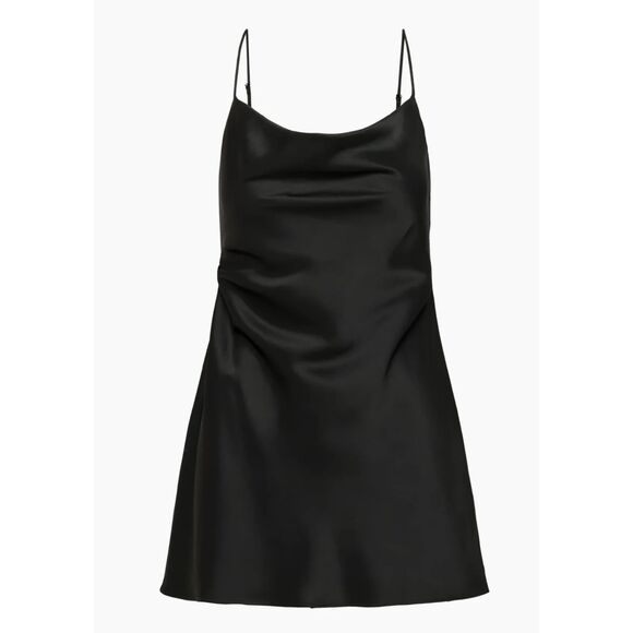 TEN Aritzia Black Slip Dress Size XS Cowl Neck Satin Mini Adjustable Straps Date - Picture 4 of 14